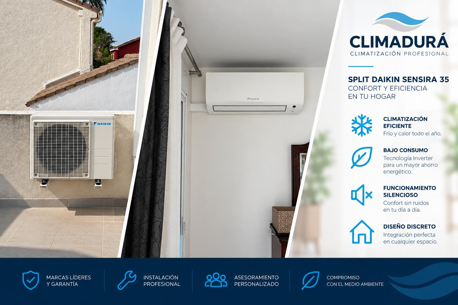 Instalación ClimaDurá de aire acondicionado split Daikin Sensira